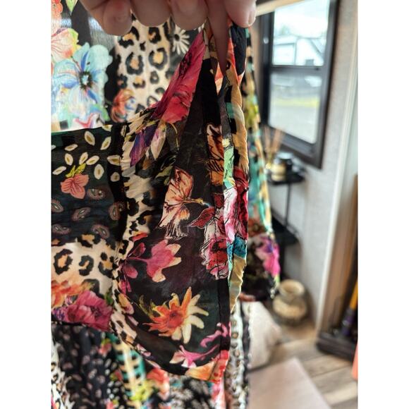 Shana Size Medium Applique Art To Wear Bohemian Button Down Long Sleeve Dress - Picture 3 of 6